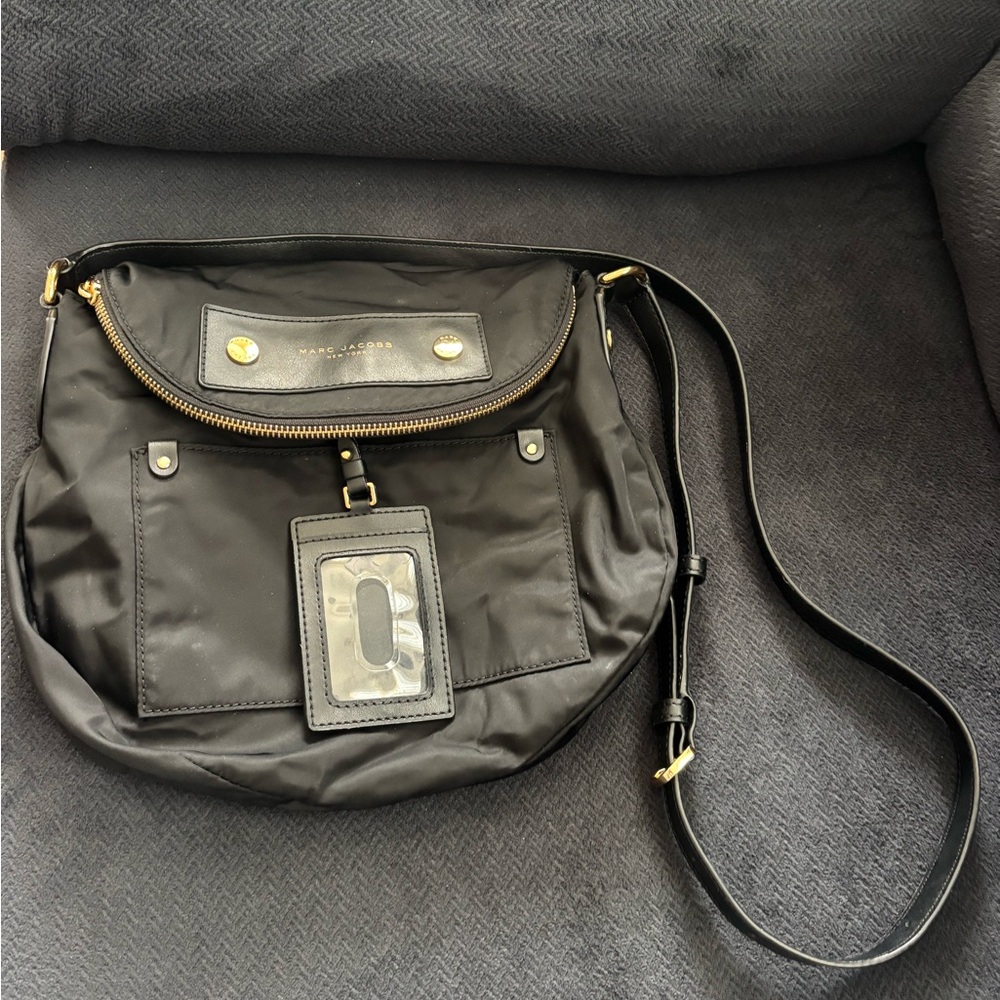 Marc Jacobs Black Nylon Natasha Crossbody with Gold Hardware